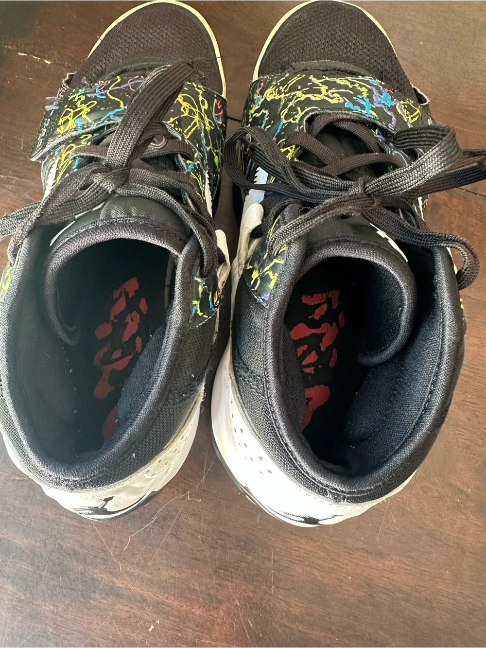 Jordan Black Sneakers with Neon Multicolor Splatter